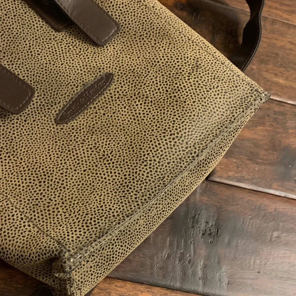 Smith & Hawken Olive and Dark Brown Leather Insulated Double Wine Bag Vintage